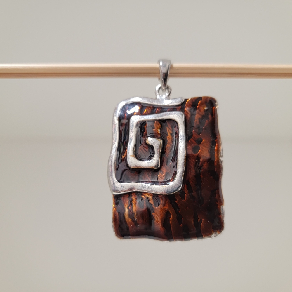 Vintage Bronze Silver Pendant Abstract